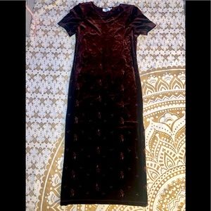 velvet short sleeved maxi